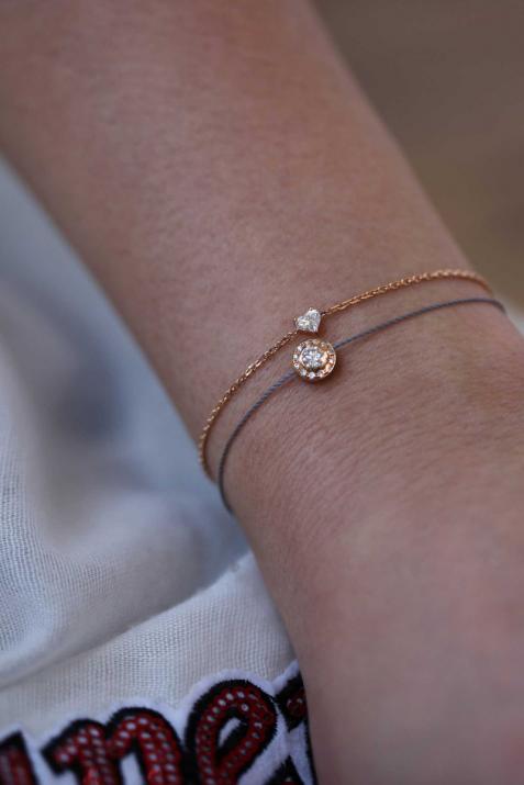 String bracelet with 0.26ct diamonds in rose gold bezel setting - Redline - 0++