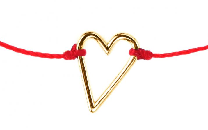 String Bracelet For Women in Heart Shaped Yellow Gold - Redline - 0++
