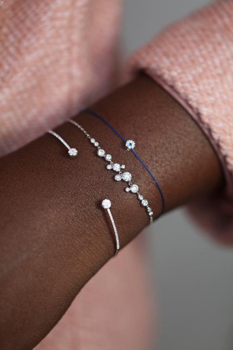 Chain bracelet with 0.65ct diamonds in white gold bezel setting - Redline - 0++