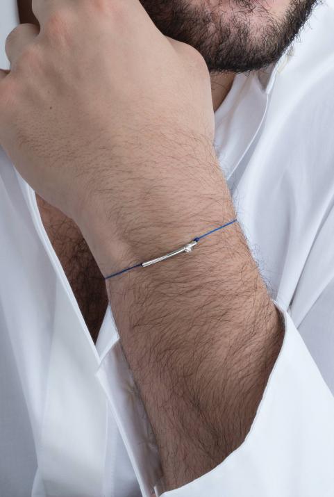 String bracelet with diamond in white gold tube - Redline - 0++