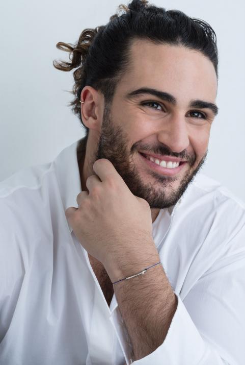 String bracelet with diamond in white gold tube - Redline - 0++