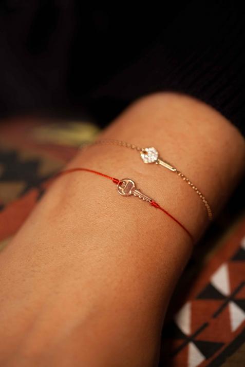 String necklace with key in rose gold - Redline - 0++