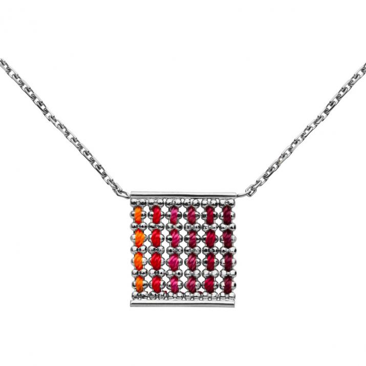Square shape white gold chain necklace - Redline - 0++