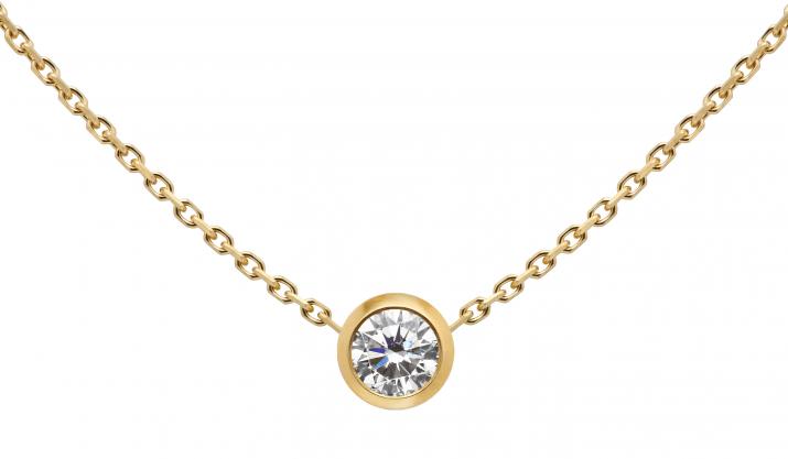 Chain necklace with 0.2ct diamond in yellow gold bezel setting - Redline - 0++