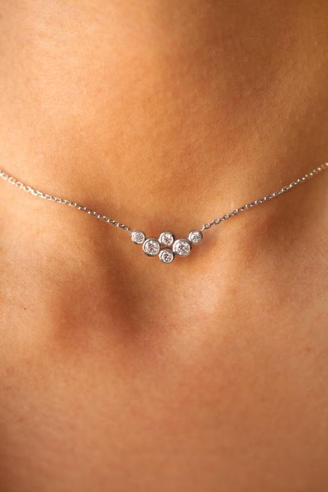 Chain necklace with 0.4ct diamonds in white gold bezel setting - Redline - 0++