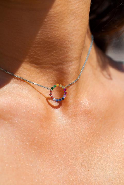 Aurelange Rainbow Sapphiresチェーンネックレスホワイトゴールド - Redline - 0++