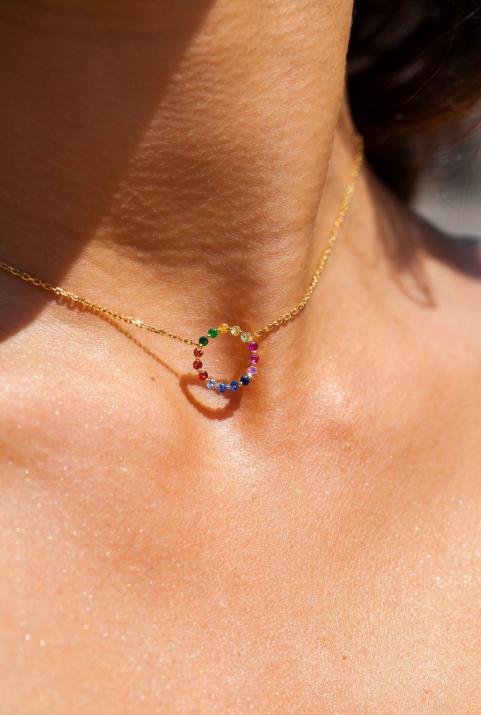 Aurelange Rainbow Sapphiresチェーンネックレスイエローゴールド - Redline - 0++