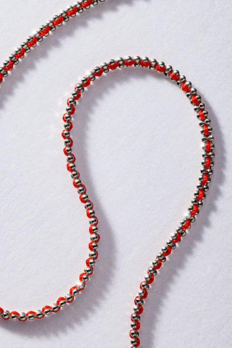 Entwined string and chain choker necklace in black gold - Redline - 0++