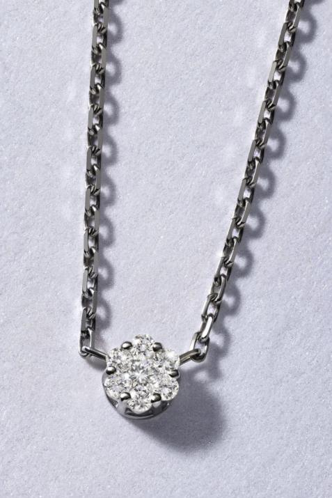 Chain necklace with 0.05ct diamonds in black gold cluster style setting - Redline - 0++