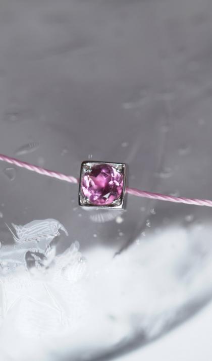 String bracelet with 0.1ct diamond in white gold square bezel setting - Redline