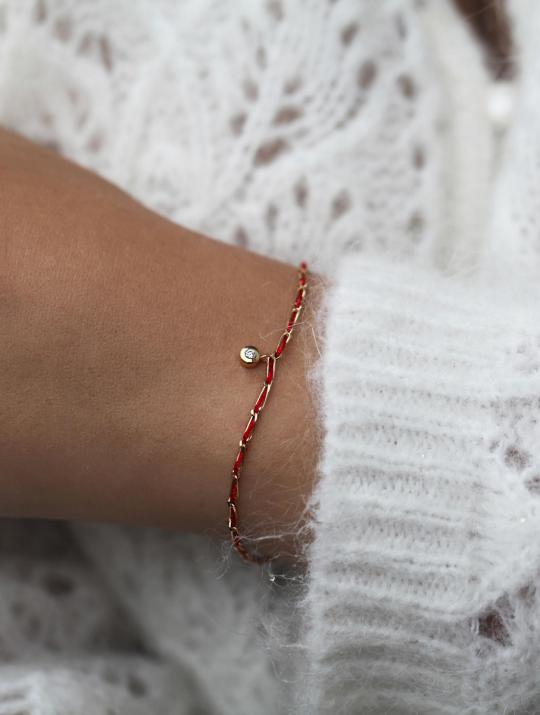 ダイヤモンドストリングゴールドチェーン付きスタッガードブレスレット - Redline - 0++