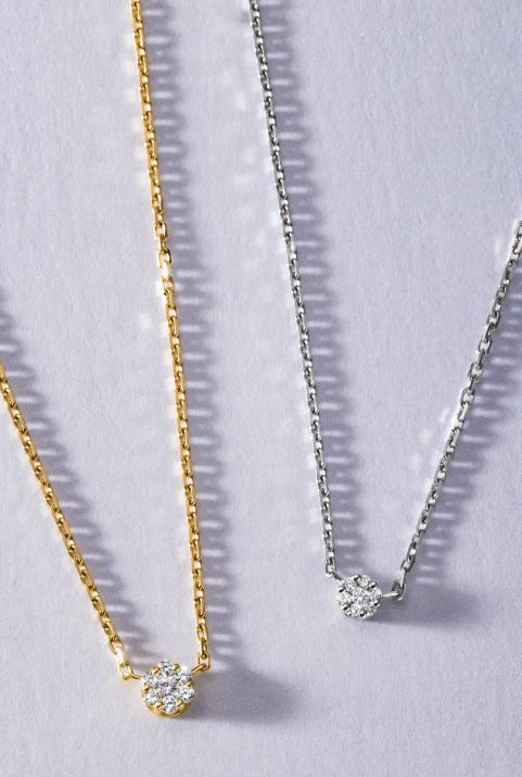 Chain necklace with 0.05ct diamonds in black gold cluster style setting - Redline - 0++