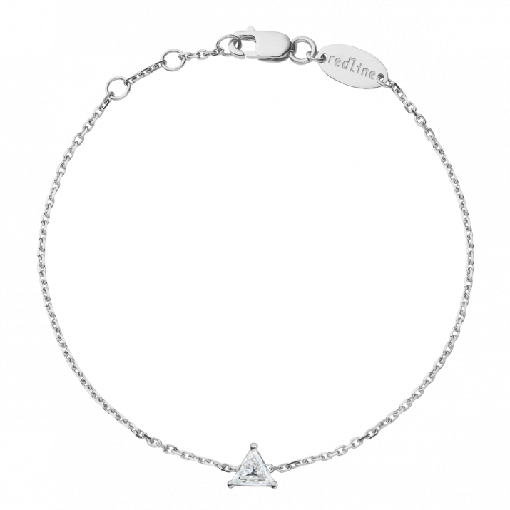 Chain bracelet with 0.1ct trillion cut diamond in white gold prong setting - Redline - 0++