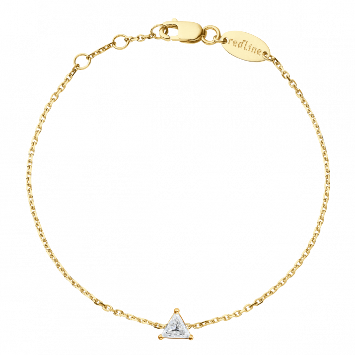 Chain bracelet with 0.1ct trillion cut diamond in yellow gold prong setting - Redline - 0++