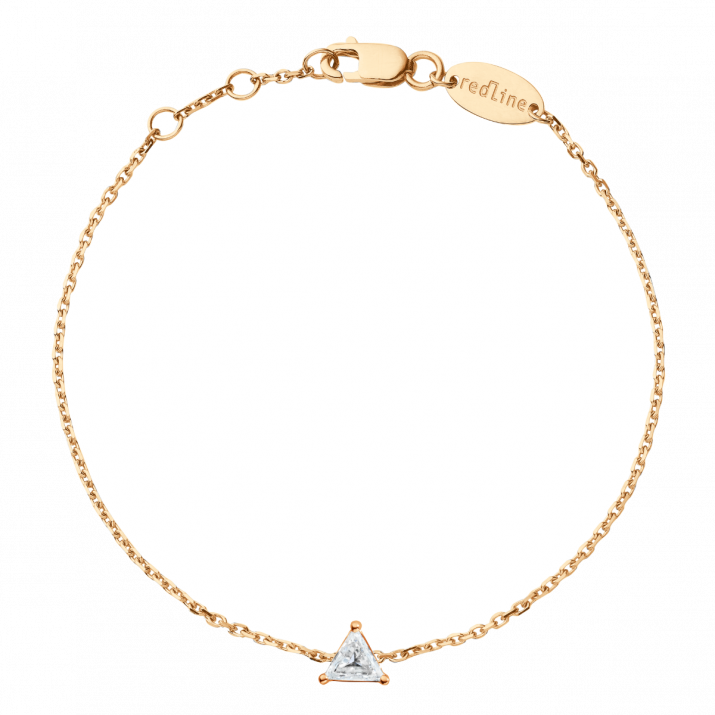 Chain bracelet with 0.1ct trillion cut diamond in rose gold prong setting - Redline - 0++