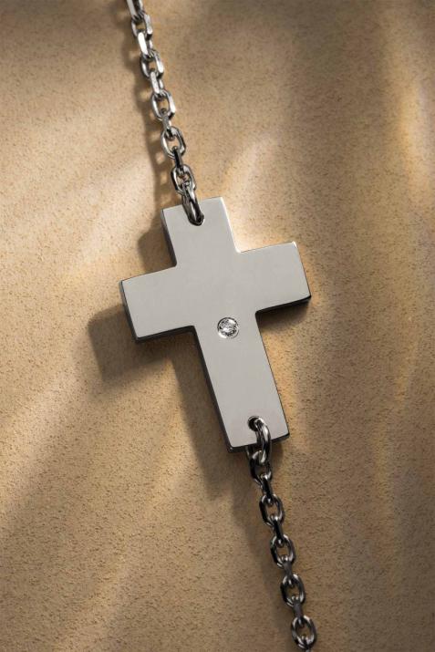 Black gold chain bracelet with diamond on a cross - Redline - 0++