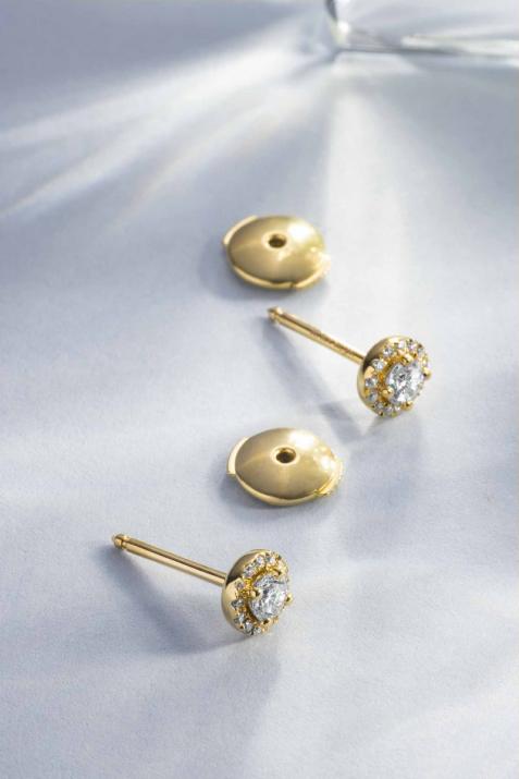 Earrings with 0.29ct diamond in yellow gold prong setting - Redline - 0++