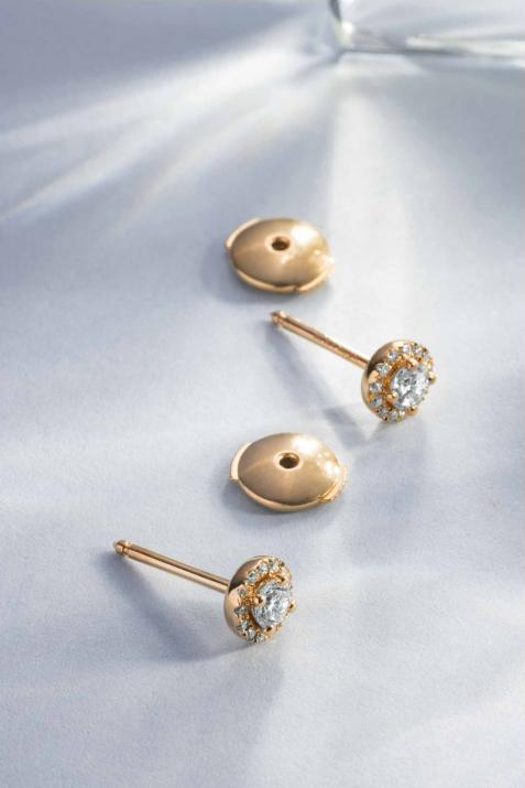 Earrings with 0.29ct diamond in rose gold prong setting - Redline - 0++