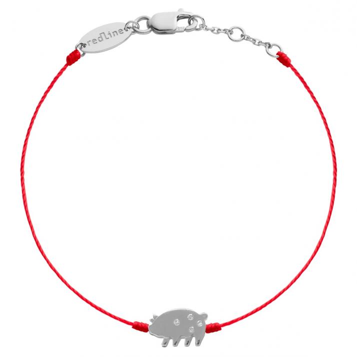 String Bracelet For Women with 0.011ct Round Diamond in White Gold Pavé Setting - Redline - 0++