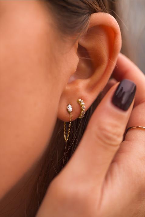 Majesté Courtoiseイエローゴールドチェーンピアス - Redline - 0++