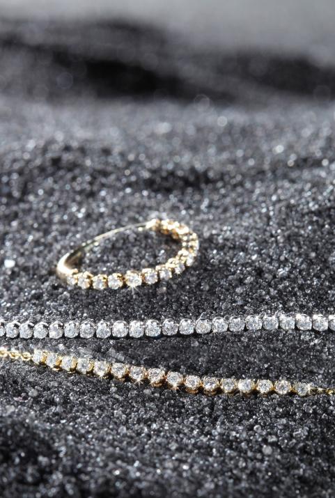 Chain bracelet with 0.29ct diamonds in black gold prong setting - Redline - 0++