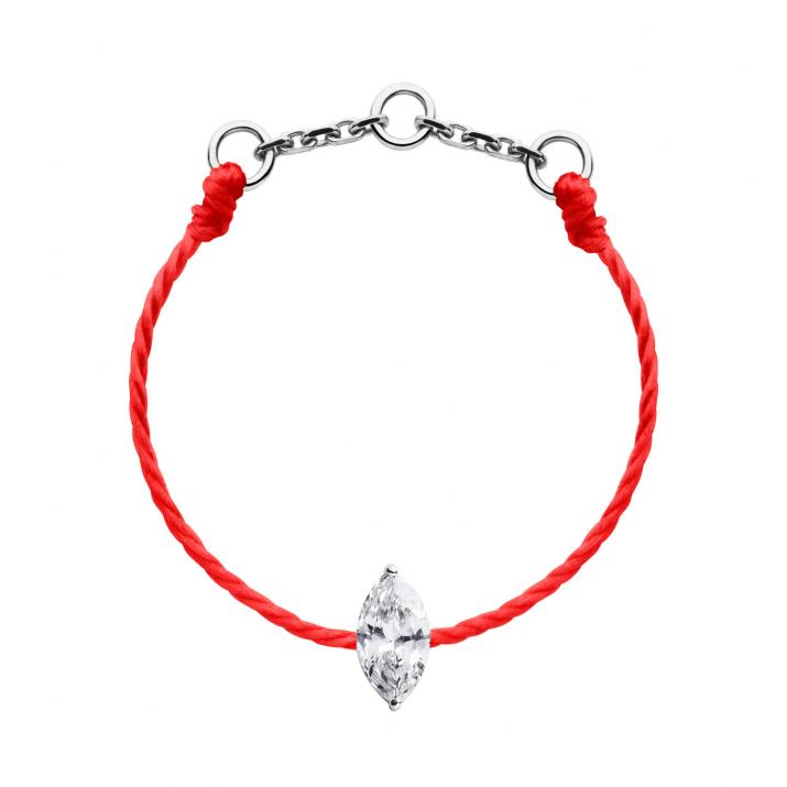 String ring with 0.1ct marquise cut diamond in white gold prong setting - Redline - 0++