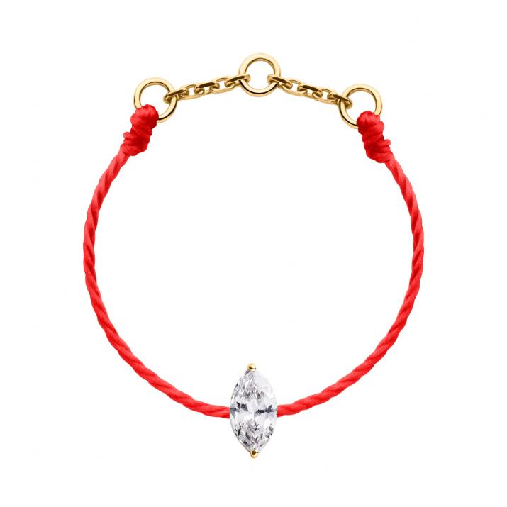 String ring with 0.1ct marquise cut diamond in yellow gold prong setting - Redline - 0++