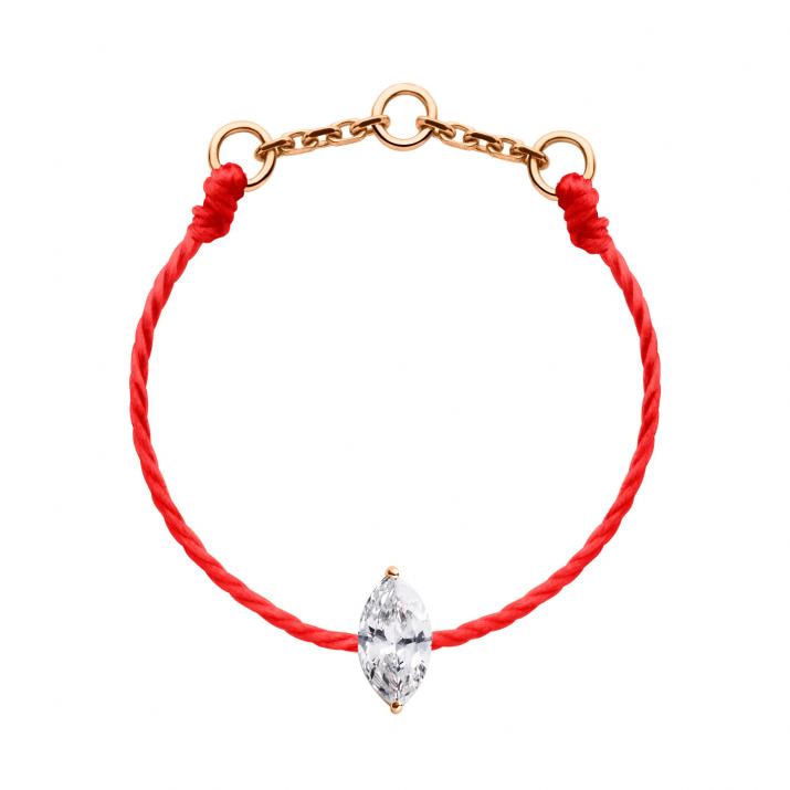 String ring with 0.2ct marquise cut diamond in rose gold prong setting - Redline - 0++