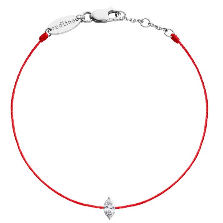 String bracelet with 0.1ct marquise cut diamond in white gold prong setting - Redline - 0++