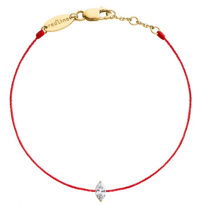 String bracelet with 0.1ct marquise cut diamond in yellow gold prong setting - Redline - 0++