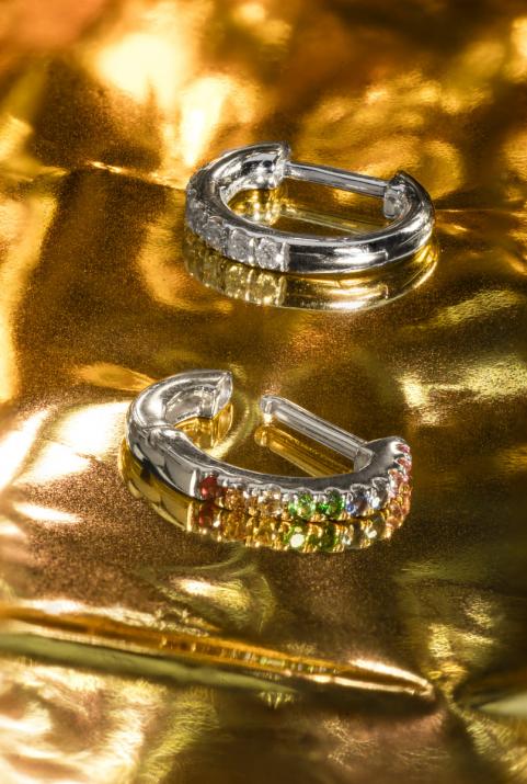 Si Joli Mini Creole Rainbow イヤリング 白金 - Redline - 0++