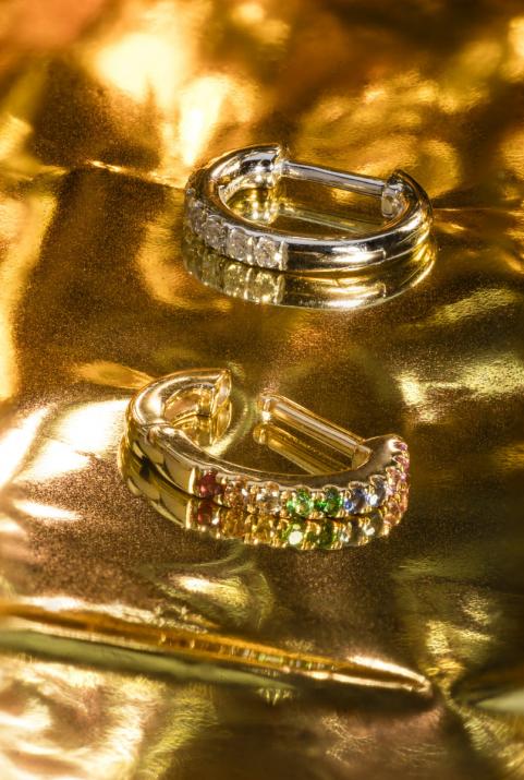 Si Joli Mini Creole Rainbow イヤリング イエローゴールド - Redline - 0++