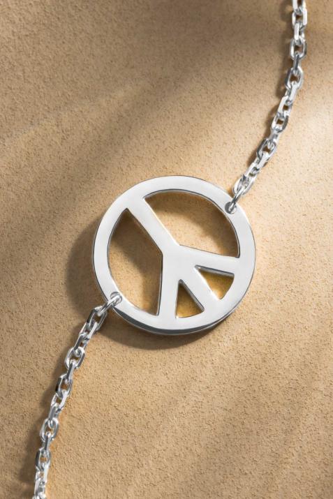 Mini Peace white gold chain bracelet - Redline - 0++