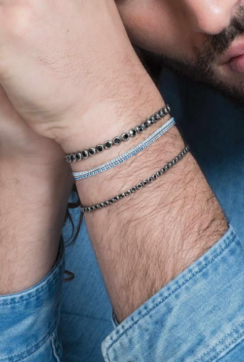 Entwined string and chain bracelet in white gold - Redline - 0++