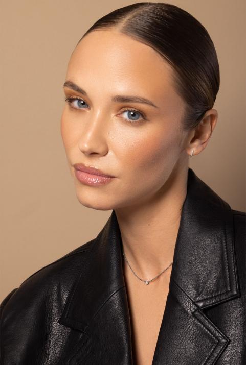 Chain necklace with 0.05ct diamonds in black gold cluster style setting - Redline - 0++