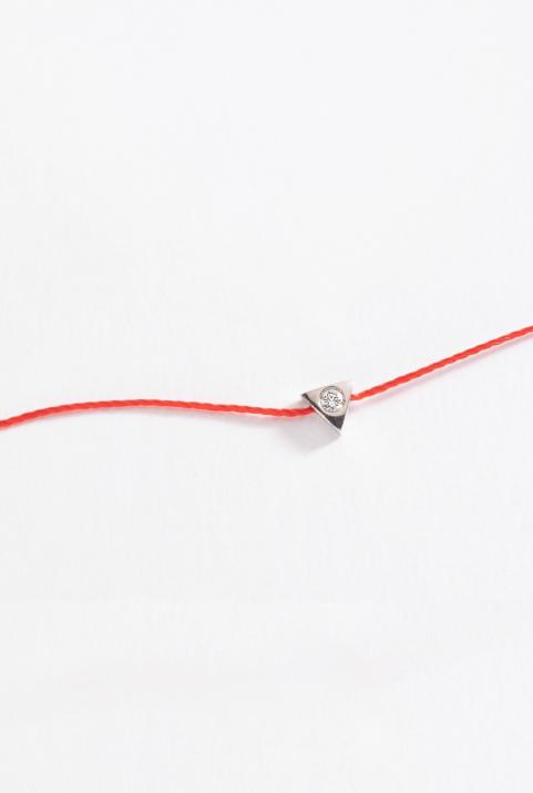 String bracelet with 0.05ct diamond in triangle-shaped 925 silver - Redline - 0++