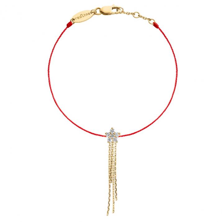 String bracelet with diamonds on a star and yellow gold tassel - Redline