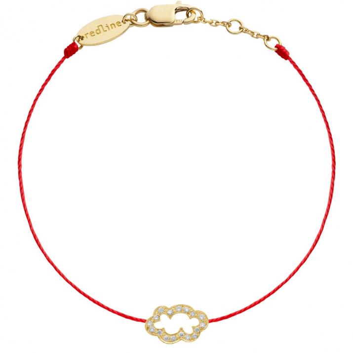 String bracelet with diamond-paved cloud in yellow gold - Redline - 0++