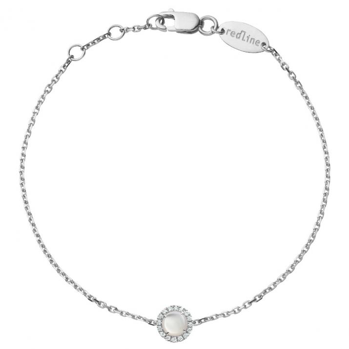 Mother-of-pearl and diamonds chain bracelet in white gold prong setting - Redline