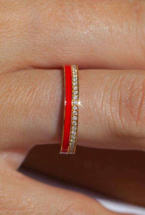 Si joli amour à deux ゴールドとダイヤモンドのダブルリング - Redline - 0++