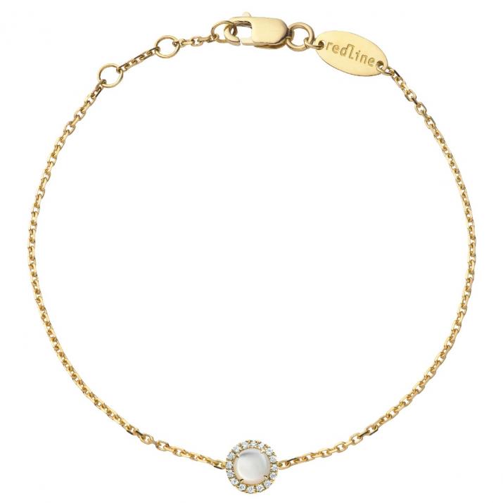 Mother-of-pearl and diamonds chain bracelet in yellow gold prong setting - Redline