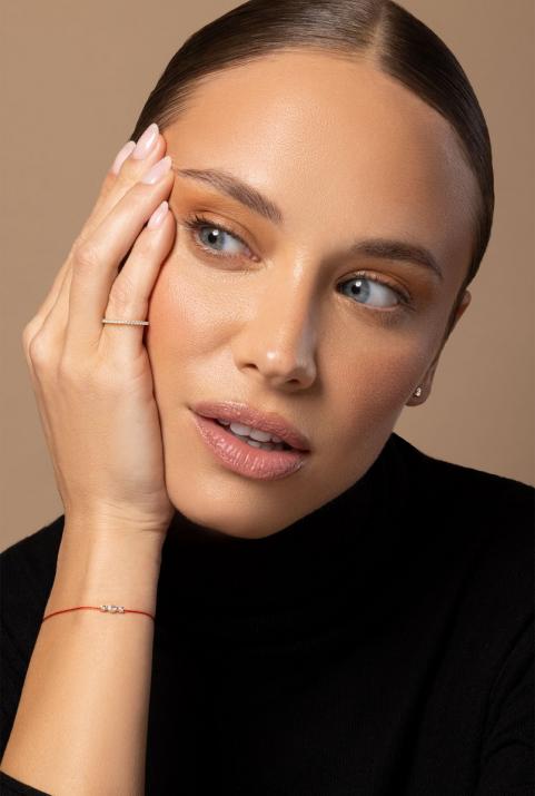 Diamond-paved rose gold ring band - Redline - 0++