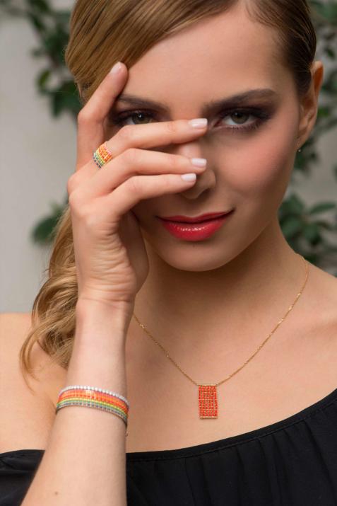 Square shape white gold chain necklace - Redline - 0++