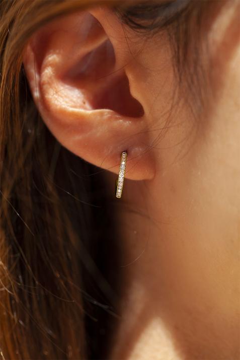 Diamond-paved yellow gold hoop earrings - Redline - 0++