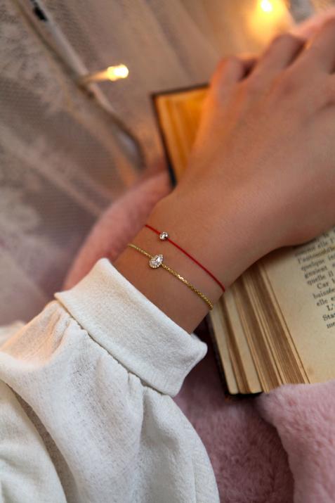 Chain bracelet with 0.43ct diamonds in yellow gold prong setting - Redline - 0++