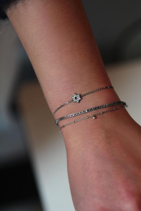 Black gold chain bracelet with diamond-paved star - Redline - 0++