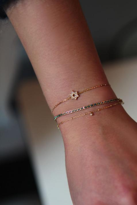 Rose gold chain bracelet with diamond-paved star - Redline - 0++
