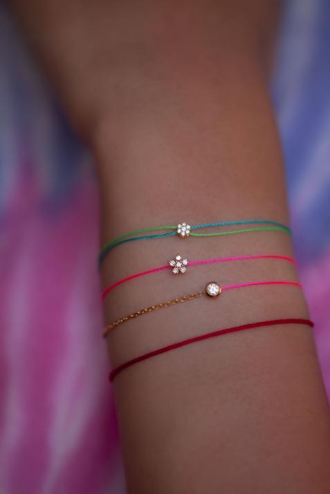 String bracelet with diamonds on a star in rose gold - Redline - 0++