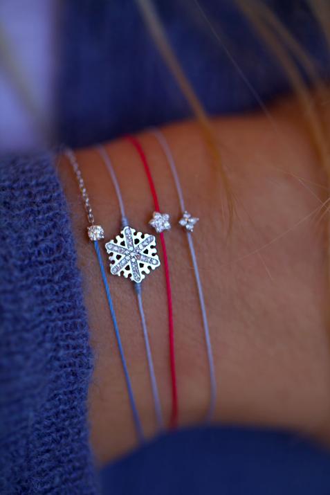 ホワイトゴールドとダイヤモンドのスノーフレーク巻きブレスレット - Redline - 0++