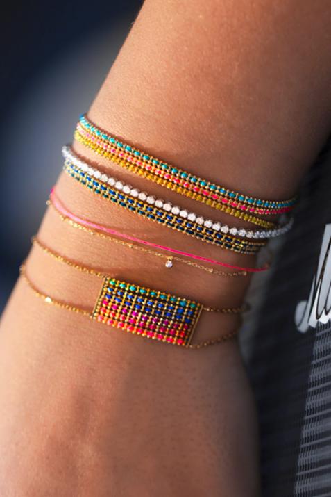 Multi-chain rectangular shape bracelet in white gold - Redline - 0++